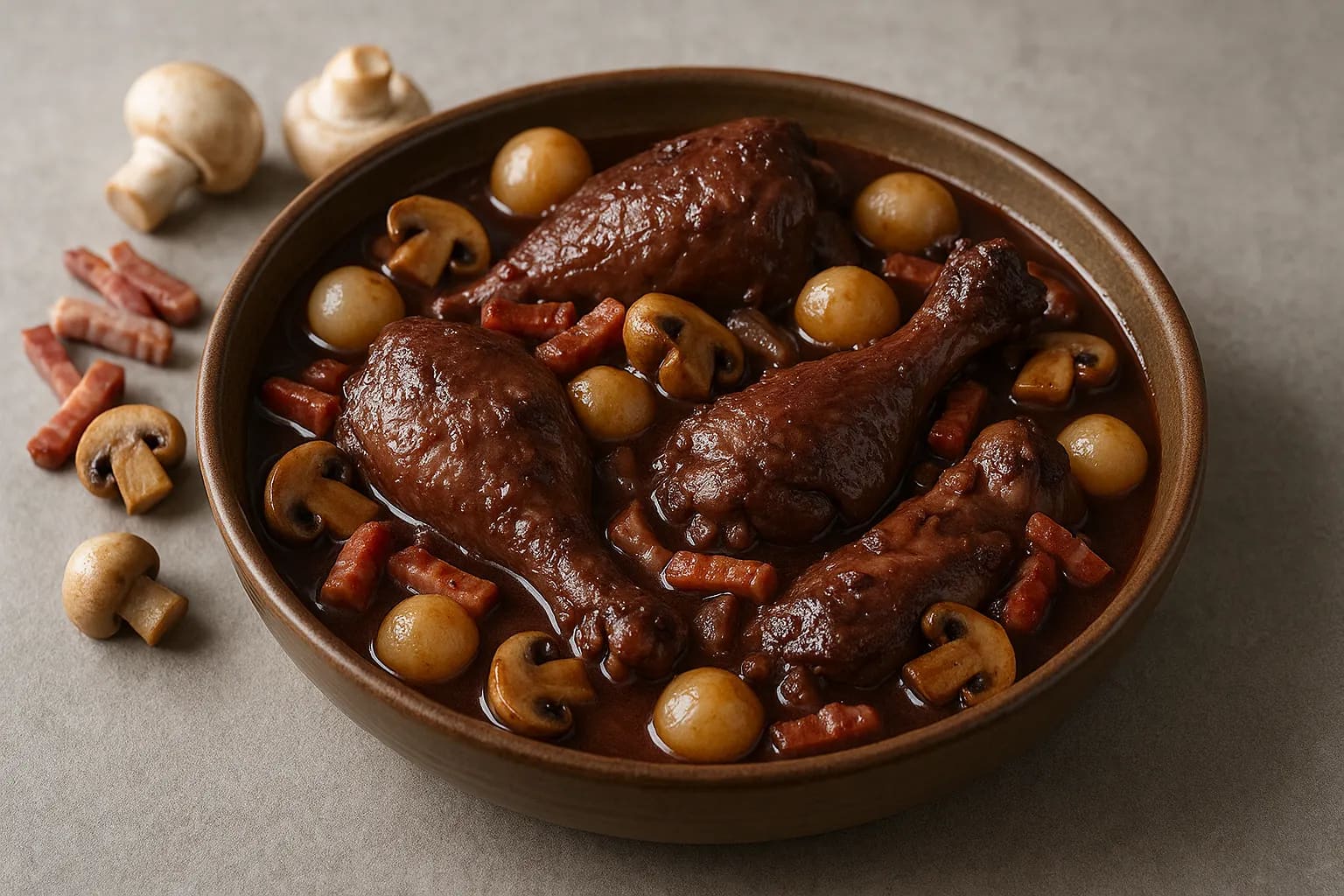 Coq au vin de Bourgogne authentique