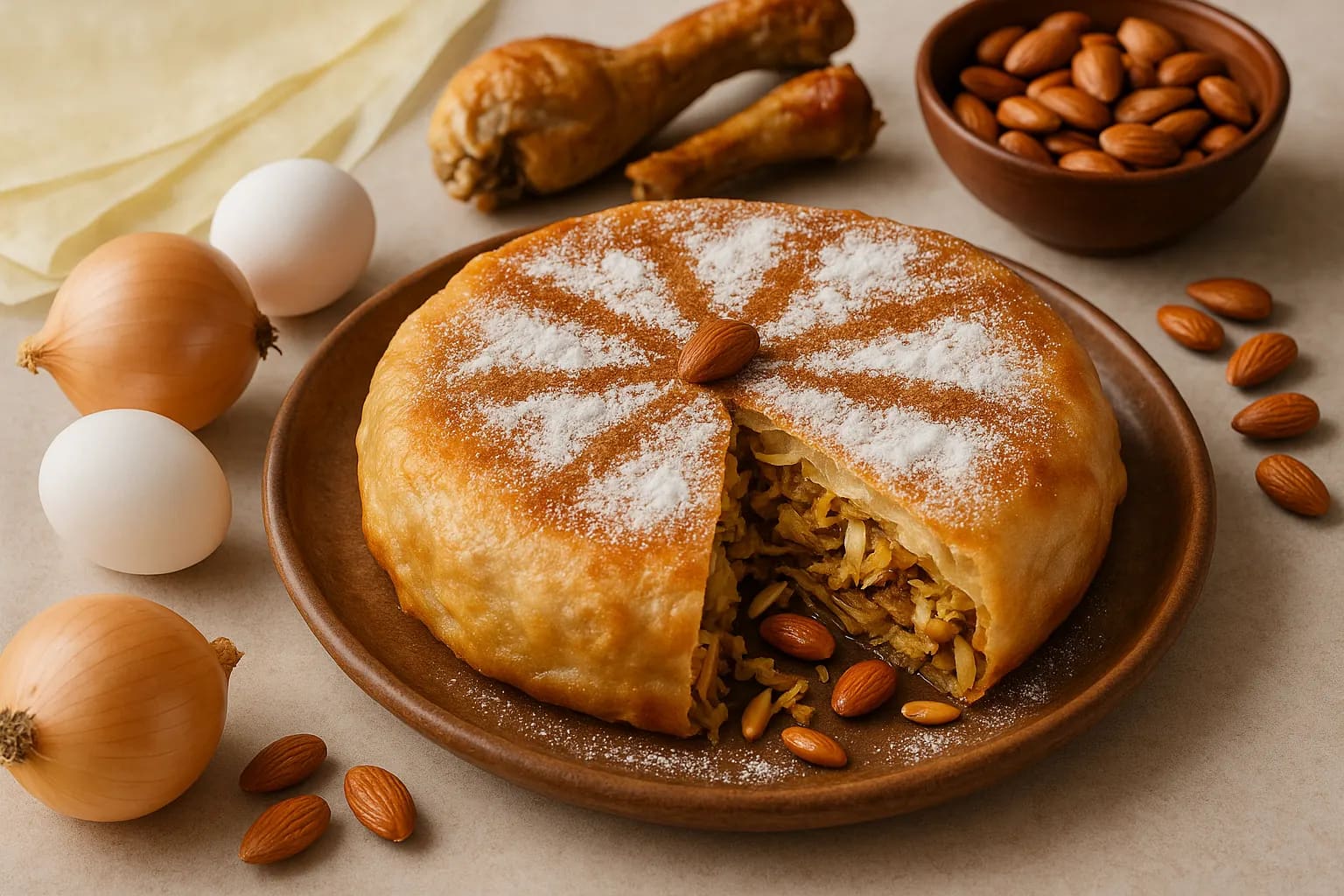 Pastilla au poulet et amandes