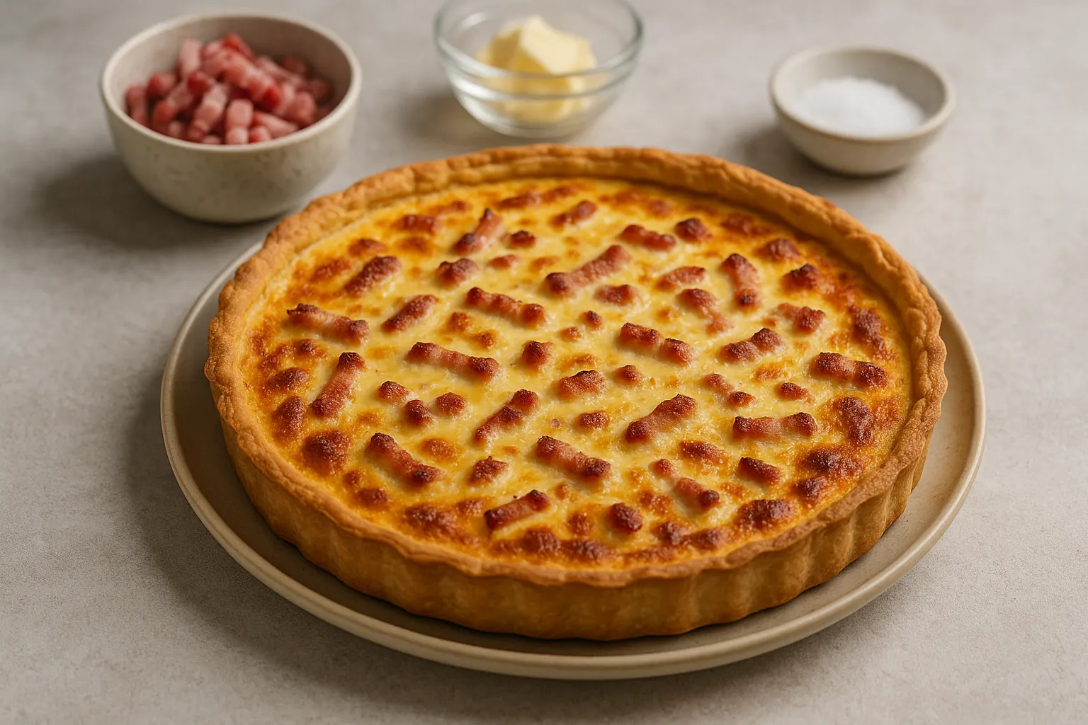 Quiche lorraine classique à la pâte brisée maison