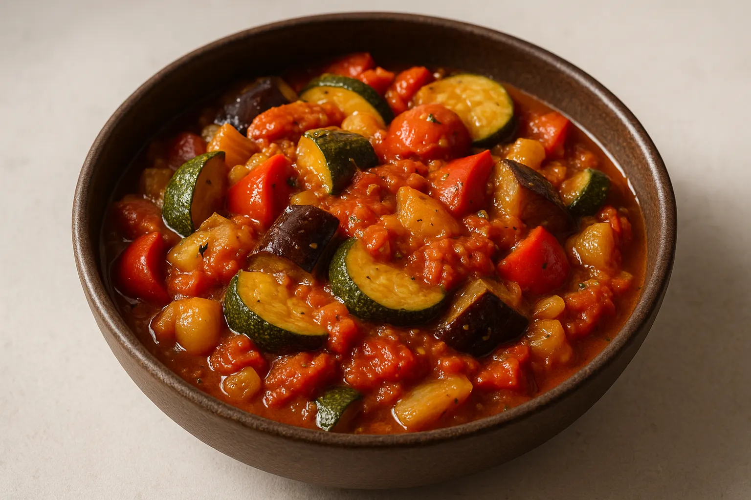 Ratatouille provençale du soleil, légumes mijotés à l’huile d’olive
