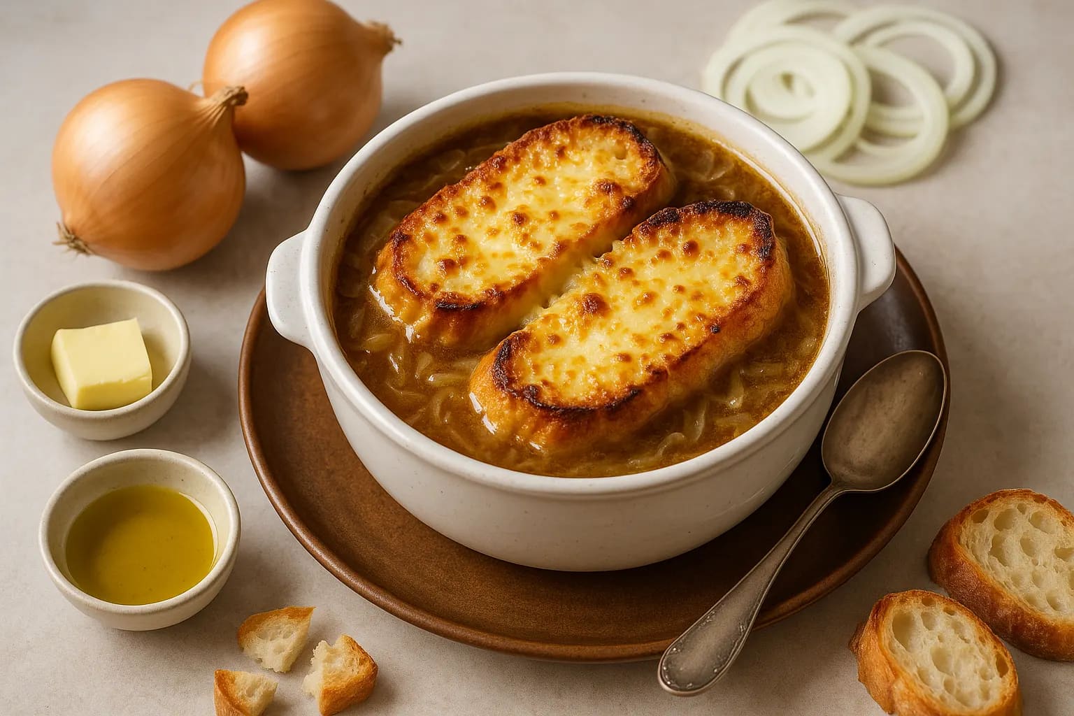 Soupe à l’oignon gratinée parisienne